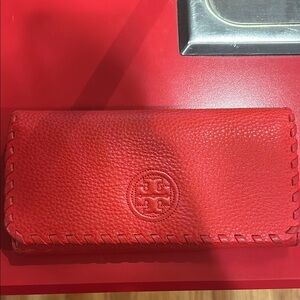 Tory Burch Vibrant Red Leather Wallet